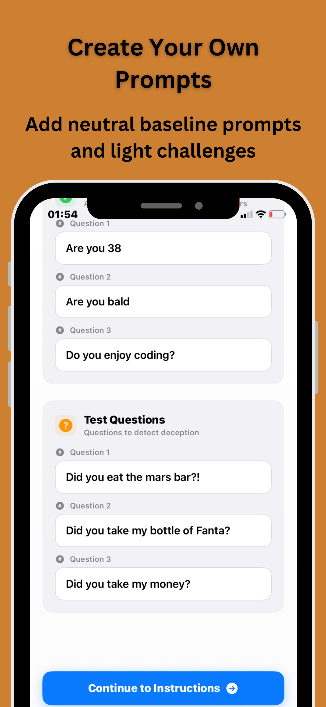 Question entry interface