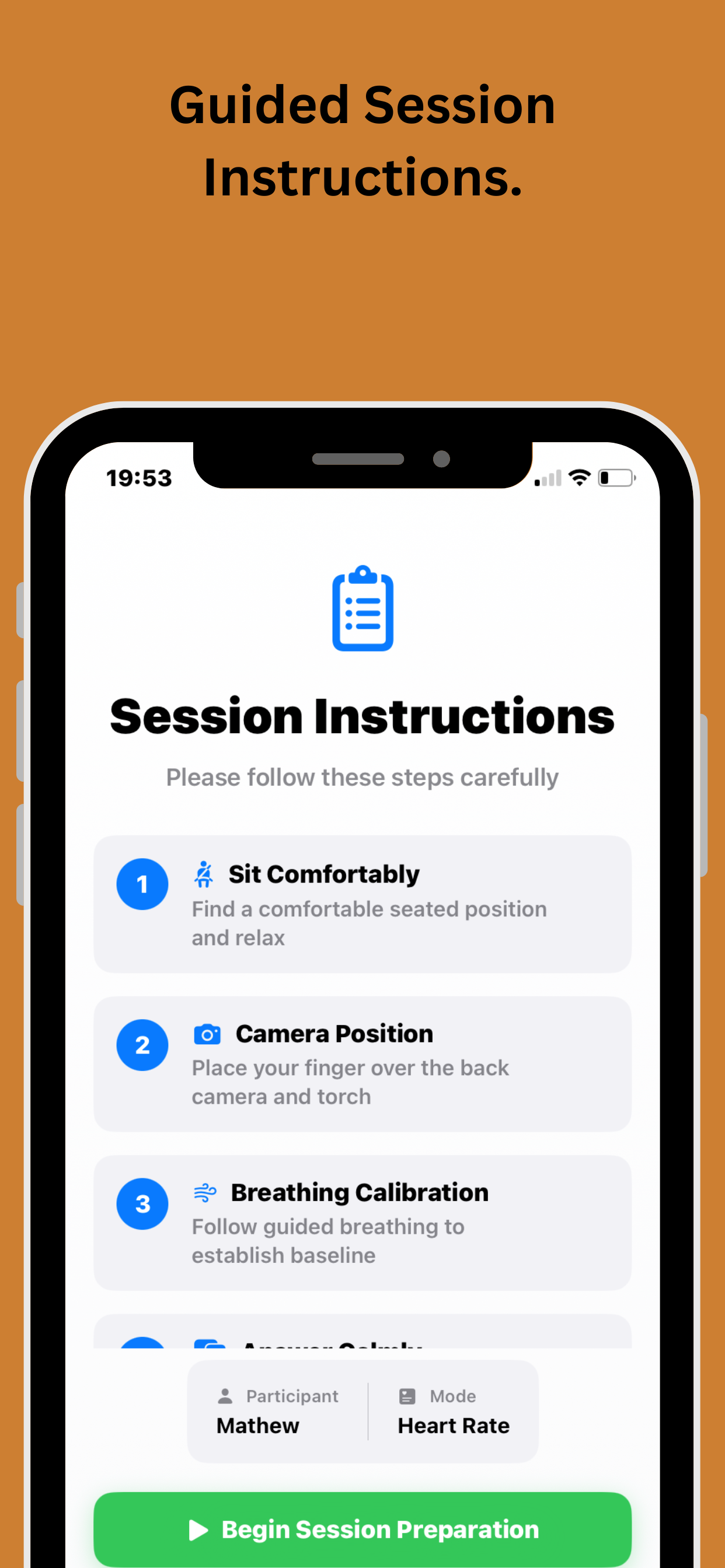 Pre-test instructions and guidance