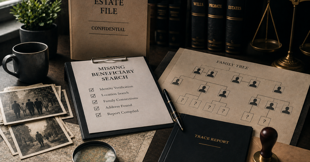 Probate and missing beneficiary tracing so an estate can be settled
